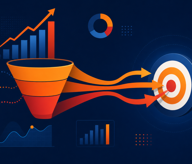 Lead generation funnel optimization growth illustration